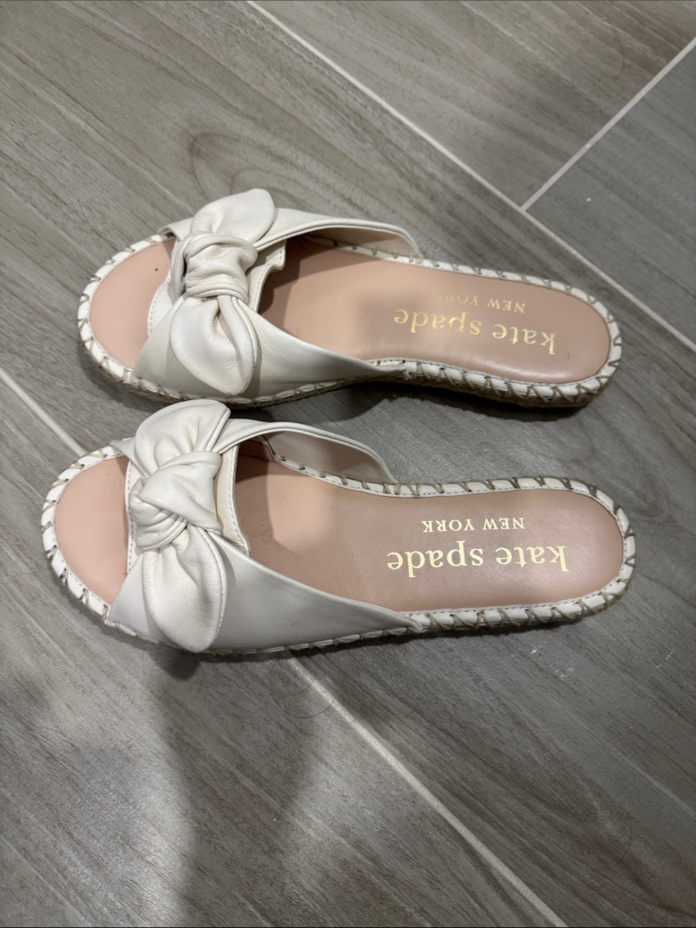 kate spade Cream Knotted Slide Sandals